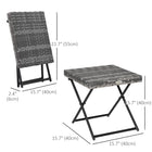 Outsunny Rattan Coffee Table for Balcony - Grey-Hand woven UV resistant and weather resistant PE wicker, fade resistant and easy to clean   