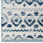 Modway - Reflect Treillis marocain en diamant abstrait Takara Tapis intérieur et extérieur de 5 pi l x 8 pi L - Ivoire et bleu-Haute densité / Tissé à la machine