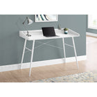 Monarch Specialties 7535 48" Computer Desk - White/White Metal-Metal base in a white finish features tapered, angled metal legs and X-shaped support bars on back that provides stability