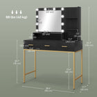 HOMCOM Vanity Desk with Mirror and Lights - 38.6" L x 17.7" W x 54.3" H - Black-Steel drawer slides enable smooth operation without sticking 