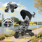 Qaba - Tricycle pliable 6 en 1 pour enfants avec poignée de poussée réglable - noir-Coussin d’assise doux et dossier réglable pour plus de confort et de sécurité 