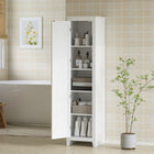 HOMCOM 67" H Kitchen Pantry Cabinet with Barn Door - White-Magnetic door for easy opening and closing 