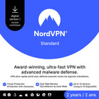 NordVPN Standard 2-Year VPN & Cybersecurity Software Subscription For 10 Devices [Download]-Valid email address must be provided at checkout