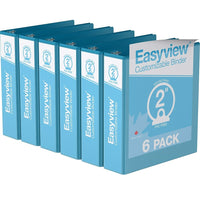 Davis Group Easyview Premium Binder - Round Ring - Customizable - 2" - Turquoise Blue - 6 Pack-3 Ring Binder