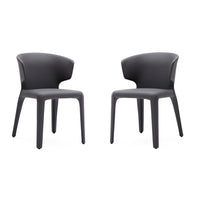 Manhattan Comfort - Lot de 2 chaises de salle à manger Conrad 52 cm style mid-century modern, revêtement en similicuir gris-Chaise de salle à manger style milieu du siècle moderne pour usage en salle à manger lot de 2