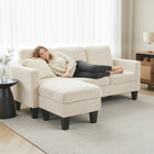 HOMCOM L-Shaped Sectional Couch with Changeable Chaise - Cream White-Space-saving L-shape design maximizes utility in compact living areas  
