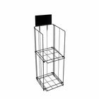 Futech Two-Tier Newspaper Rack - 9.5"W x 39"H - Black-Two-tier layout keeps publications neatly organized and easy to access, ideal for newspapers, brochures, and magazines.