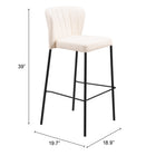 Zuo Linz Barstool - Cream - Set of 2-3 year limited warranty