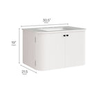 Modway - Zia Fixation murale de 30" Meuble de salle de bain avec lavabo en marbre - Ivoire-Évier en marbre