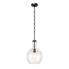Hudson&Canal - Suspension Verona de 28 cm de large avec abat-jour en verre, - Bronze noirci/grainé-Associé à un abat-jour en verre à dôme ensemencé