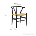 Modway Amish 29" Wood Dining Chair - Black-V-Shaped Cutaway Backrest