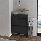 HOMCOM Modern Shoe Storage Organizer with Flip Doors - Black-Top drawer provides additional storage