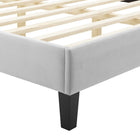 Modway Current Performance Velvet Full Platform Bed with Black Wood Legs - Light Grey-Assembly Required