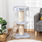 PawHut 36" Cat Tree with Sisal Mat Scratching Post and Cushion Bed - Light Blue-Made with particle board for a stable tree 