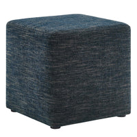 Modway Callum 17" Square Woven Heathered Fabric Upholstered Ottoman - Heathered Weave/Azure-Woven Heathered Fabric Upholstery