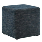 Modway - Callum Tissu carré tissé en bruyère de 17" Rembourré Ottoman - Heathered Weave Azure-Tissu tissé en bruyère tissé