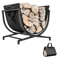 Outsunny Firewood Rack Outdoor - Foldable 17" Fireplace Log Holder-The frame has a folding design for saving space when not in use
