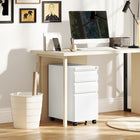 Vinsetto 3-Drawer Steel Letter/A4 Filing Cabinet - White-Four swivel casters, two with brakes, for mobility and stability
