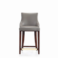 Manhattan Comfort - Shubert tabouret de comptoir moderne 22,64" en similicuir capitonné - taupe foncé-Tabouret de comptoir moderne avec dossier parfait pour une utilisation au comptoir et dans la cuisine