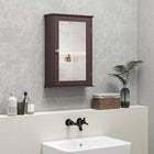 Kleankin Wall Mount Bathroom Mirror Cabinet with Shelves - Dark Brown-Stylish design with silver handles enhance the sense of elegant