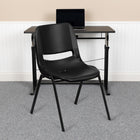 Flash Furniture HERCULES Series Ergonomic Shell Stack Chairs with Black Frame & 16'' Seat Height - Black - 5 Pack-Dry assisting drain holes
