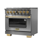 Kucht 36" KXD Series Dual Fuel Range Propane Gas - Gemstone-Heavy duty cast-iron cooking grates for serious heat allow movement of cookware from 1-burner to another without lifting