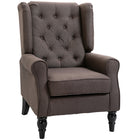 HOMCOM - Fauteuil d’appoint en tissu avec pieds en bois - accoudoirs roulés pour chambre à coucher - brun-Idéal pour le salon, la chambre, le bureau, la salle de réunion et plus encore 
