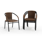 Flash Furniture - Chaise empilable de restaurant en rotin brun moyen pour intérieur et extérieur-Ensemble de 4 chaises de patio