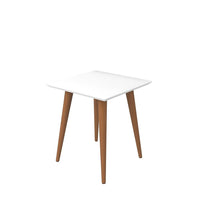 Manhattan Comfort Utopia 19.68" Square End Table, White and Maple Cream (89352)-Square End and Accent Table for Living Room, Bedroom and Dining Room use.