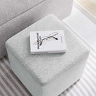 Modway - Callum Tissu carré tissé en bruyère de 17" Rembourré Ottoman - Tissage à bruyère gris clair-Pieds en plastique