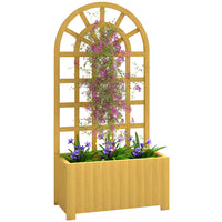 Outsunny - jardinière surélevée en bois avec treillis à claire-voie - 23,6 po L x 11,8 po l x 47,2 po H -Comprend un treillis à claire-voie élégamment courbé pour les plantes grimpantes
