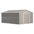 Outsunny 11' x 13' Garden Storage Shed with Foundation Kit - Light Grey-Large inner space for storing tools bicycle, garden tools, lawn care equipment and more
