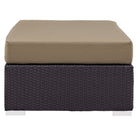 Modway Convene Outdoor Patio Fabric Rectangle Ottoman - Espresso/Mocha-Machine Washable Cushion Covers