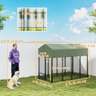 PawHut Dog Kennel, Welded Wire Heavy Duty Dog Run - 8' L x 4' W x 6' H - Green H-With a rotating bowl holder, you can feed your pets without opening the gate
