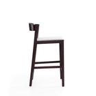 Manhattan Comfort - Klismos tabouret de comptoir moderne du milieu du siècle de 20" en similicuir ivoire et noyer foncé-Dossier bas avec coussin rembourré
