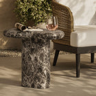 Modway Elowen Outdoor Faux Marble Side Table - Dark Emperador Marble-Pedestal Base Design