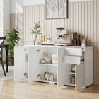 HOMCOM 55.1" L High Gloss Buffet Sideboard with 2 Drawers - White-Suitable for the living room, dining room, and kitchen
