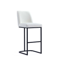 Manhattan Comfort - Serena tabouret de bar moderne de 45 cm en similicuir rembourré - blanc-Tabouret de bar moderne avec dossier parfait pour une utilisation au bar et dans la cuisine