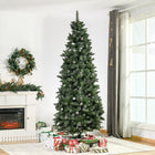HOMCOM - Arbre de Noël floqué de 7 - 5 pieds avec pommes de pin - vert-1119 branches en plastique réalistes donnent un aspect complet et luxuriant à l'arbre 