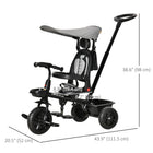 Qaba - Tricycle pour tout-petit 4 en 1 - gris-Angle du siège réglable et siège réversible 