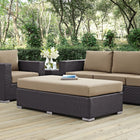 Modway Convene Outdoor Patio Fabric Rectangle Ottoman - Espresso/Mocha-Powder Coated Aluminum Frame