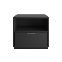 Nexera - Table de chevet Hunter, Noir-Flexibilité des tiroirs : Un concept astucieux facilite le passage des tiroirs d'un côté à l'autre. Propose une adaptabilité totale pour être positionné contre n'importe quel mur