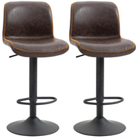 HOMCOM Counter Height Swivel PU Leather Bar Stools - Brown - 2 Pack-Set of two for a matching look in your home 