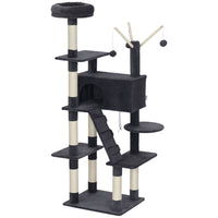 PawHut - arbre à chat grand 59 po avec poteaux à griffer en sisal - condo douillet-Doté d’un design à plusieurs niveaux, répondant aux instincts de grimpe de votre chat 