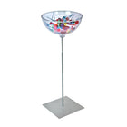 Azar Bowl Floor Display - 14" - Silver/Clear-Material: Polycarbonate