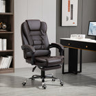 HOMCOM PU Leather Executive Reclining Office Chair with Arms - Coffee-Covered with easy-care PU leather