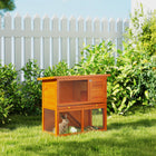 PawHut 2-Level Wooden Rabbit Hutch with Run-Suitable for chicken, rabbits, ferrets and guinea pigs, duck and other small animals 
