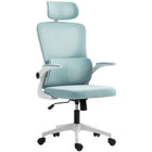 Vinsetto High Back Office Chair with Rotatable Headrest, Lumbar Back Support - Light Blue-Lumbar support relieves your low back pressure