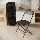 Flash Furniture Hercules Series 800 lb. Capacity Plastic Folding Chair, Black, 4 Pack-Open Back Design