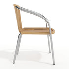 Flash Furniture – Chaise commerciale empilable en aluminium et en rotin beige, int/ext (TLH-020-BGE-GG)-Appuis-bras intégrés